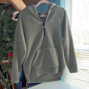 PINK Victoria's Secret Olive Green Sherpa Hoodie